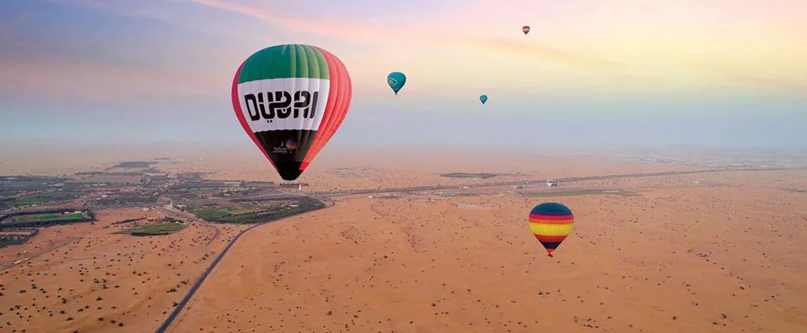 Hot air balloon ride above the desert