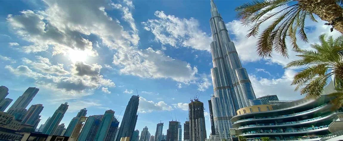 The Burj Khalifa at the top