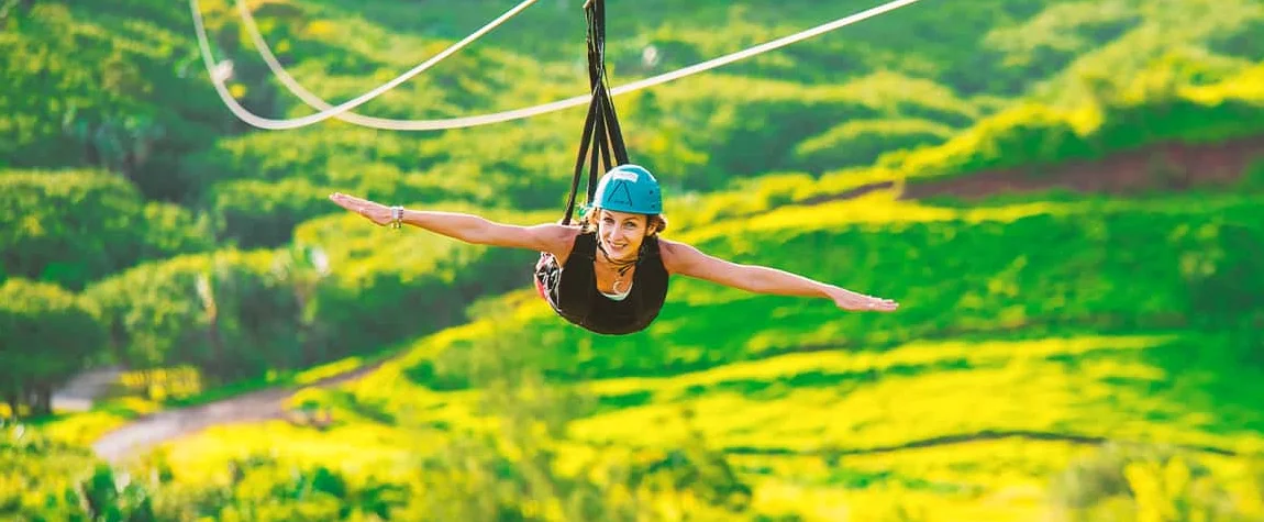 Zip Lining in Chamarel