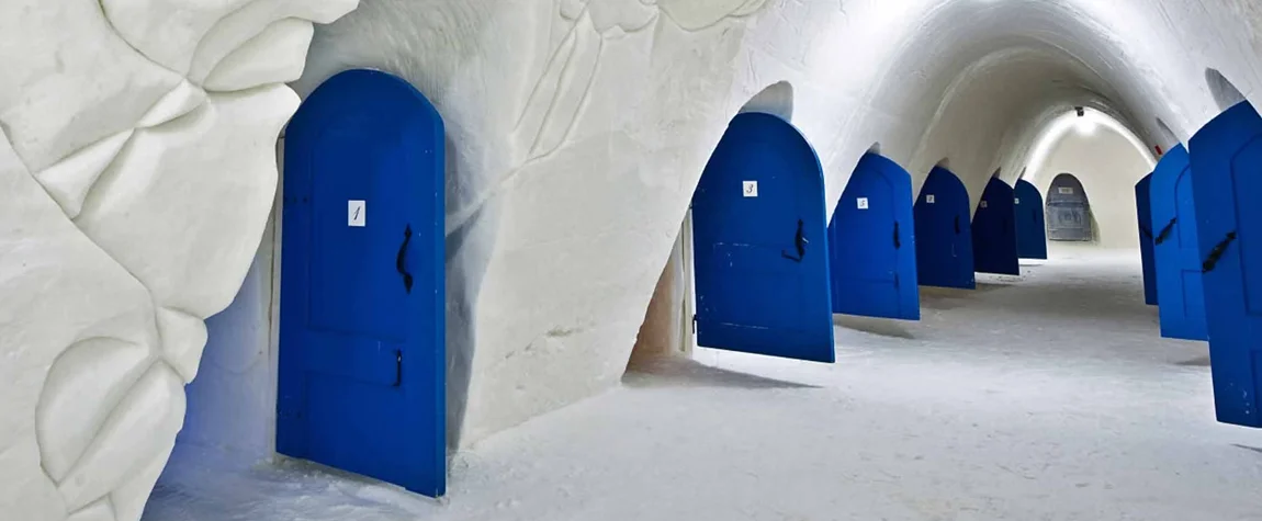 Sleeping in the Ice Hotel which is located in Quebec