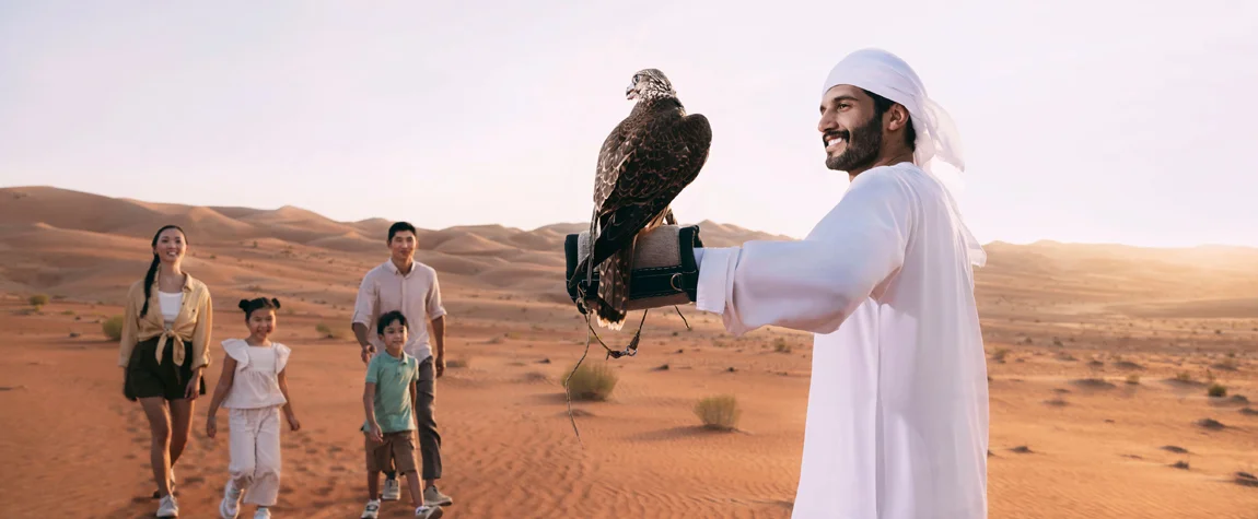 6. The page provides the information about the Falconry Experiences in the Desert.